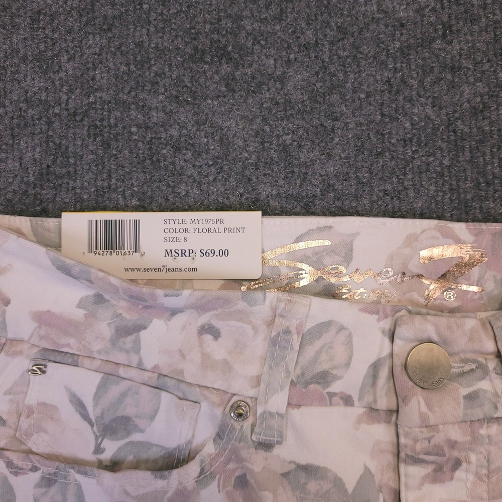 NWT Seven7 Jeans Women Sz 8 (30x30) Tummyless High Rise Skinny Floral‎ MSRP 69 - Picture 5 of 16